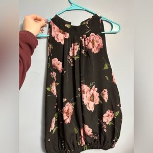Rose and black tank top/blouse